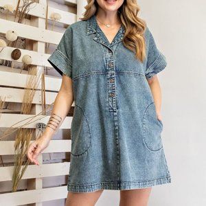 Button down denim dress new boutique